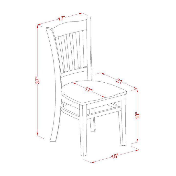 East West Furniture Groton  Dining  Chair  With  Wood  Seat  In  Black  Finish,  Set  of  2