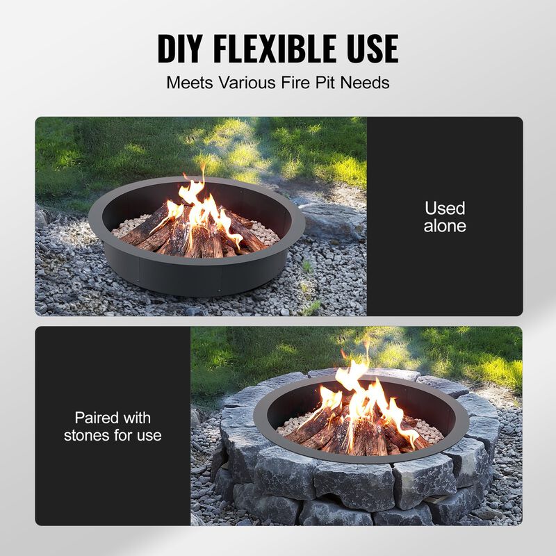 Campfire Ring – Round Outer Steel Fire Pit Liner, Ideal for DIY Firepit Builds on Patios, Lawns or Gardens