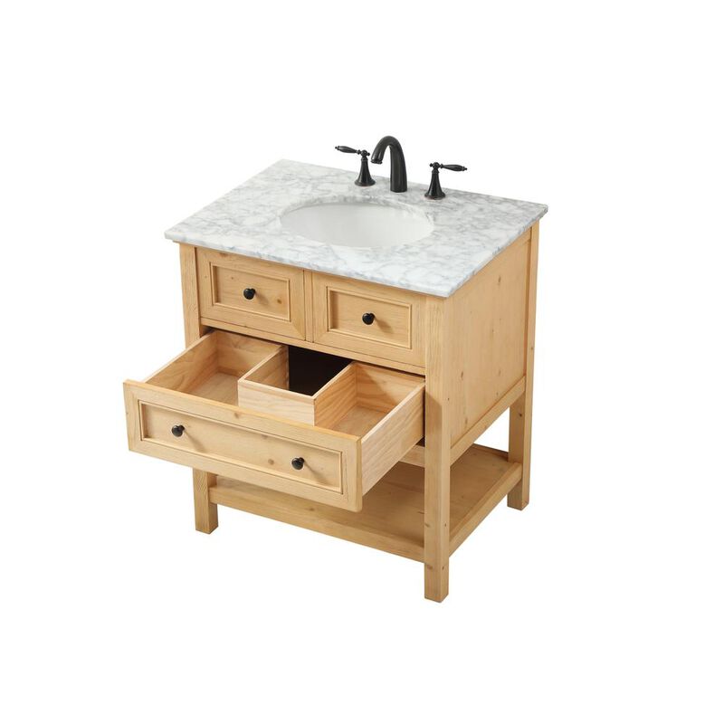 Elegant Kitchen and Bath 30 inch Single bathroom vanity in natural wood