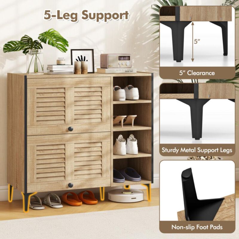 Hivvago Shoe Rack Organizer with Flip-up See-through Doors and Adjustable Shelves