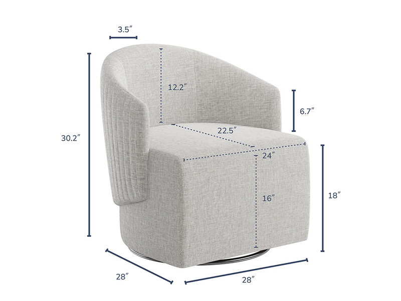 BELLEZE Swivel Accent Chair, Modern Upholstered Swivel Armchair 360 Degree Barrel Chair Comfy Corner Chair for Living Room Bedroom - Malta (Light Grey)