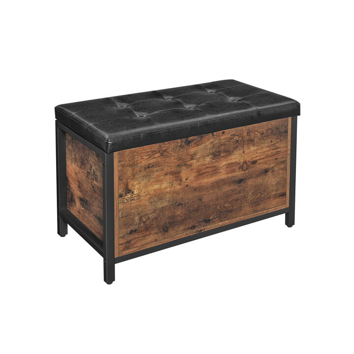 Hivvago Industrial Rustic Brown Storage Ottoman with Flip Lid