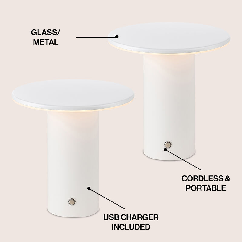 Gio 7.5" Modern Minimalist Column Rechargeable/Cordless Dimmable Integrated LED Table Lamp with Touch Sensor