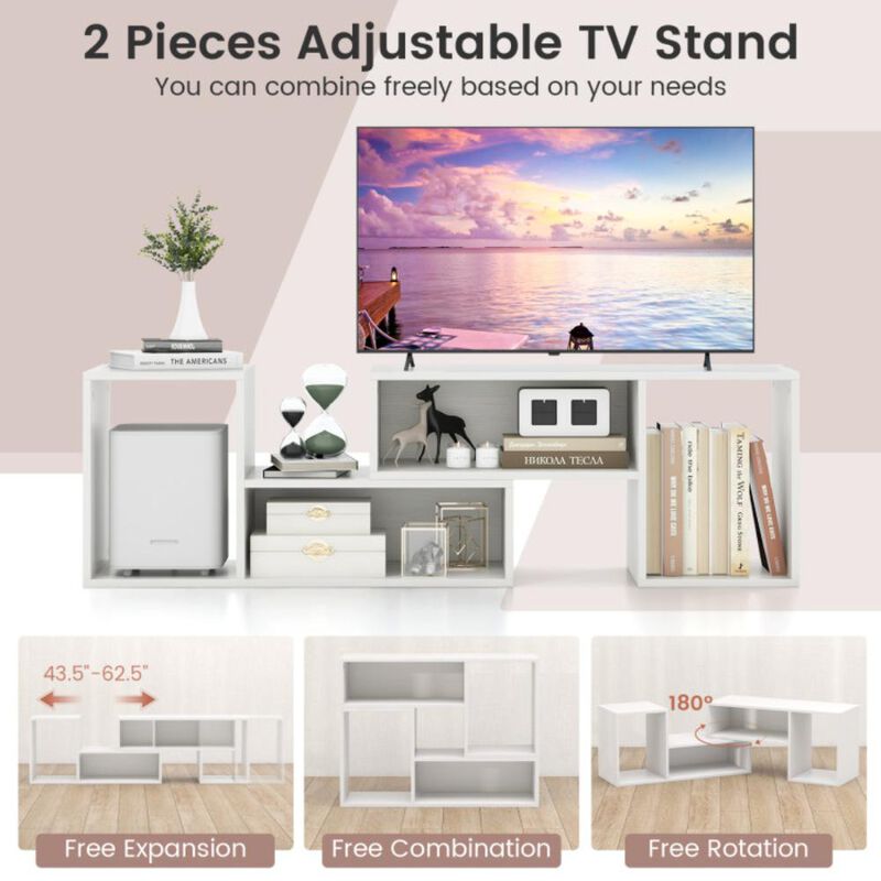Hivvago 2 Pieces Adjustable TV Stand for TVs up to 55 Inch with Storage Cubes