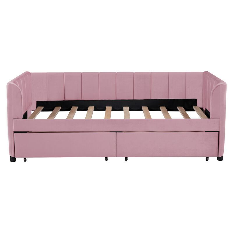 Merax Velvet Daybed with Backrest and 2 Drawers