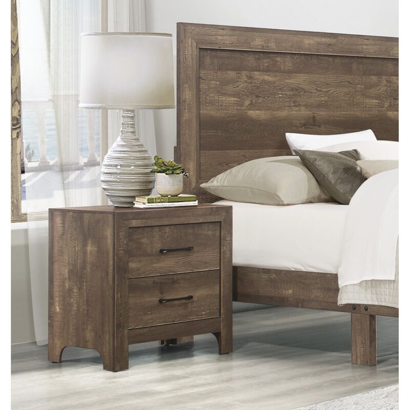 Streamdale 1-Drawer Rustic Nightstand with Black Hardware