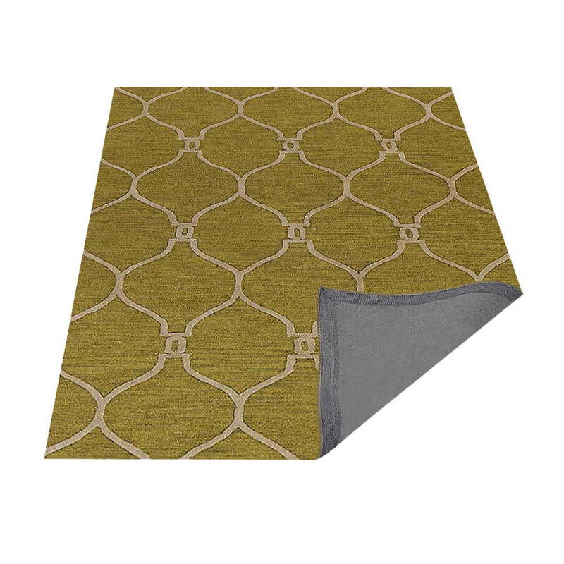 RUGSOTIC CARPETS HAND TUFTED WOOL ECO-FRIENDLY AREA RUGS  - Rectangle Shape, Green & Beige, Geometric Modern Design, High Pile Handmade Area Rugs for Living Room, Bed Room (K01004) image number 3
