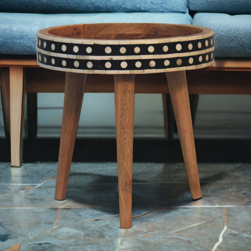 Artisan Furniture Solid Wood Mini Pattern Nordic End Table , Brown image number 1