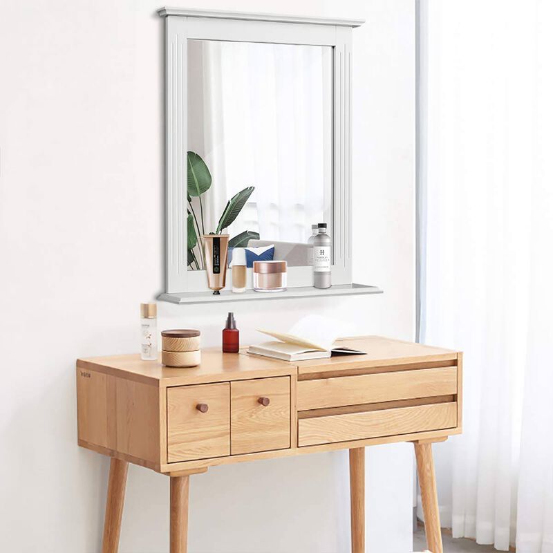 Rectangle Bedroom Bathroom Vanity Wall Mirror with Bottom Shelf