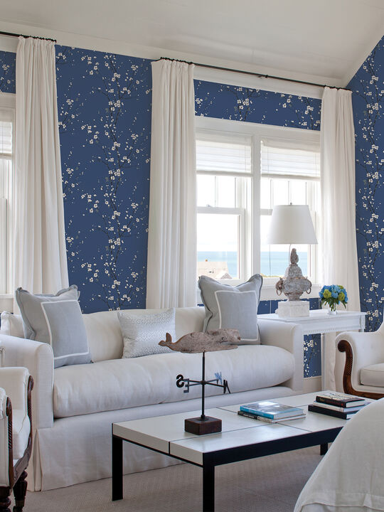 Monterey Cobalt Floral Branch Wallpaper