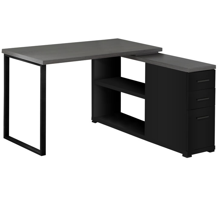 Contemporary L Shape Computer Desk with Three Drawers &ndash; Workstation Table