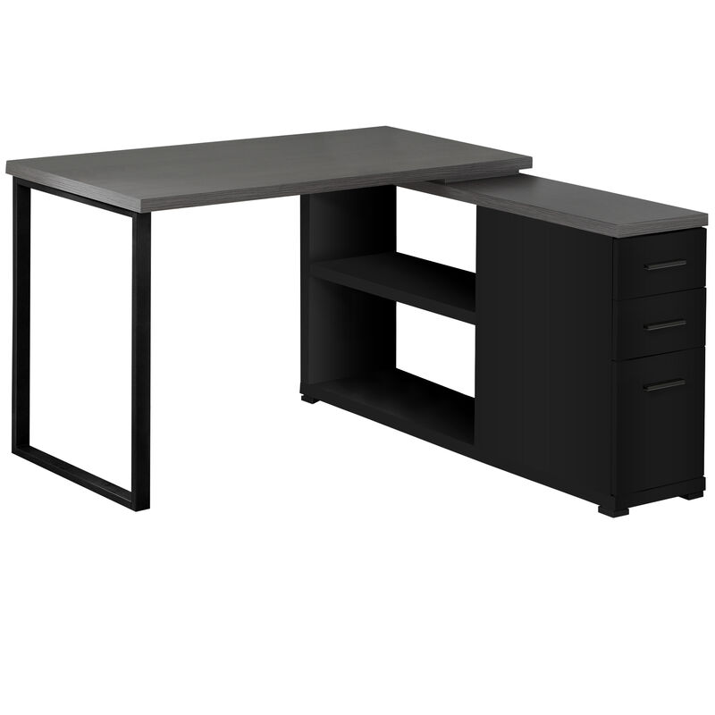 Contemporary L Shape Computer Desk with Three Drawers &ndash; Workstation Table