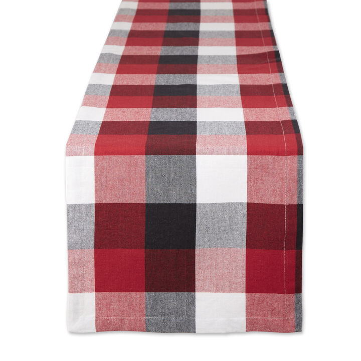 72" Cardinal Red and White Tri Color Check Table Runner