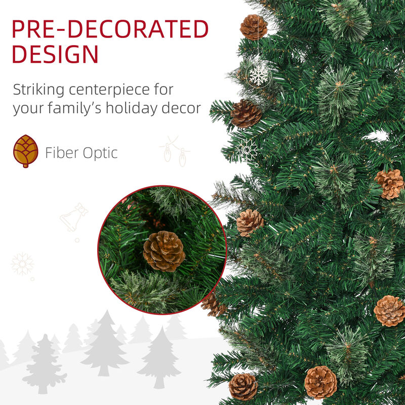 BreeBe 7.5FT Artificial Christmas Tree with Metal Base and Realistic Branches image number 5