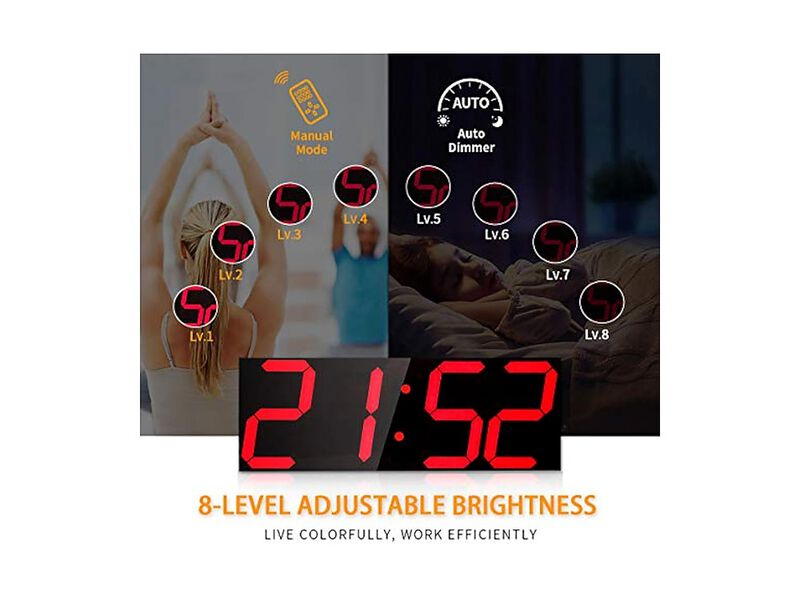 Goetland Digital LED Display Temperaturer Wall Clock 18 Inch Red Modern image number 3