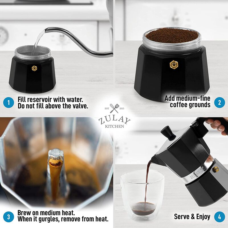 Classic Italian Style Espresso Cup Moka Pot - 3 Cups