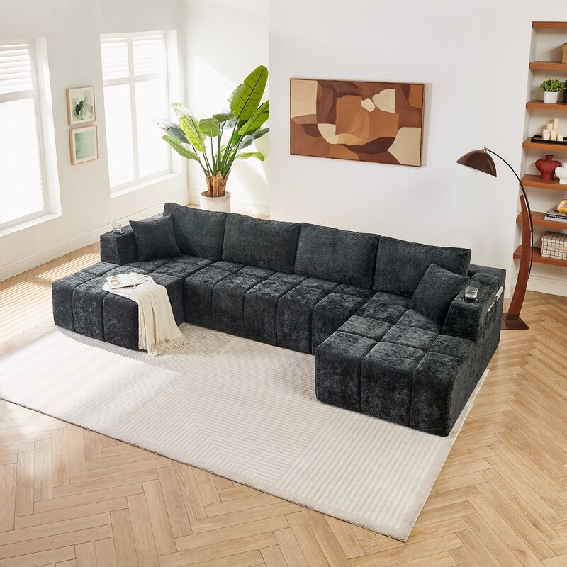 Gralte U-Shaped Chenille Sectional Sofa image number 7