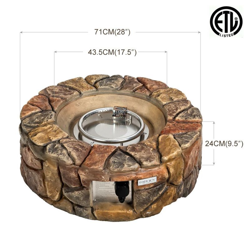 Mondawe 28" Stone Propane Fire Pit - 40K BTU, Lava Rocks & Cover Included