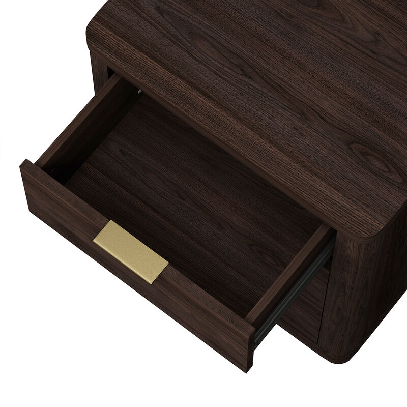 Evelyn Narrow 3-Drawer Nightstand in Brown