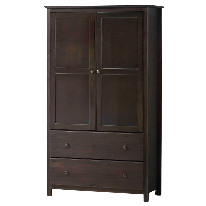 Solid Pine Wood Bedroom Wardrobe Cabinet with Doors and Hanging Space image number 0