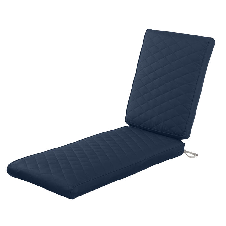 Classic Accessories Montlake FadeSafe Water-Resistant 72 x 21 x 3 Inch Outdoor Quilted Chaise Lounge Cushion, Patio Furniture Cushion, Navy, Chaise Lounge Cushions Outdoor, Lounge Chair Cushion