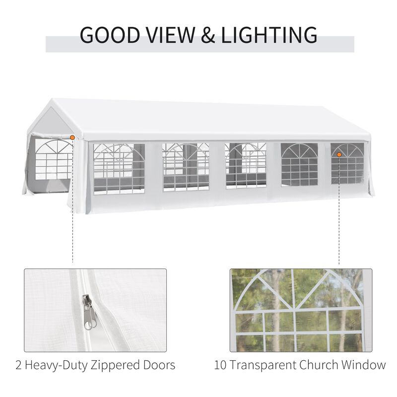 Elegant Outdoor Venue: 20x32ft White Party Tent with Removable Walls