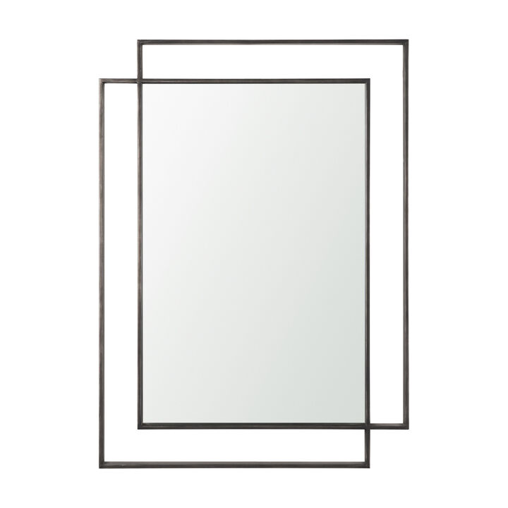 HomeRoots 43" Gray Metal Double Frame Accent Mirror