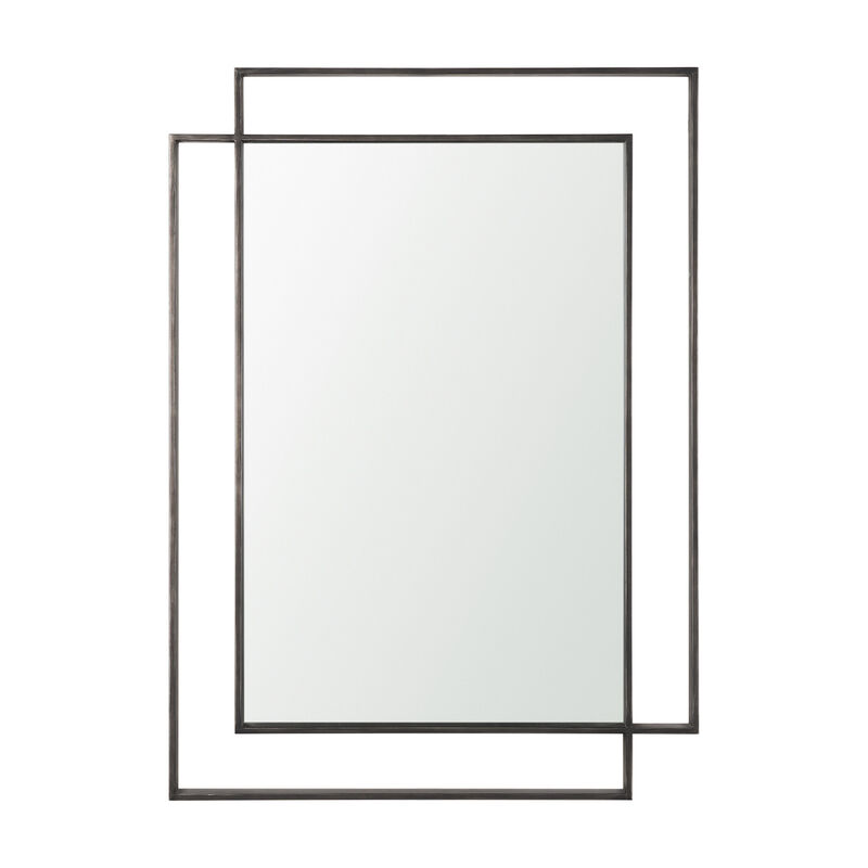 HomeRoots 43" Gray Metal Double Frame Accent Mirror image number 0