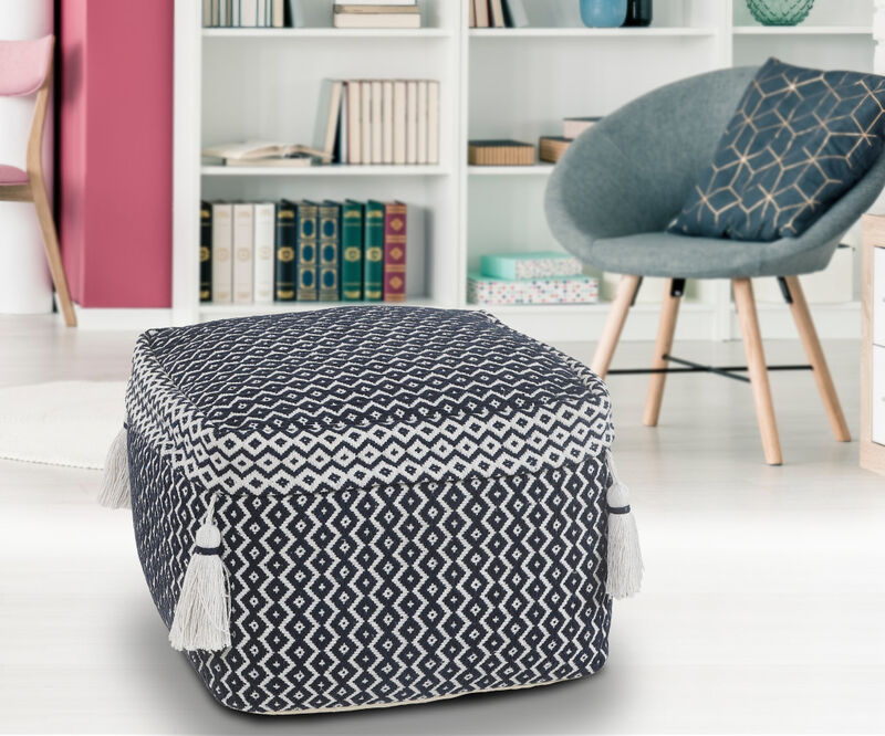 Round Cotton Ottoman Pouf for Comfortable Living Room and Bedroom Seating