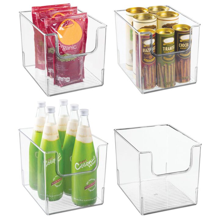 mDesign Kitchen Plastic Storage Organizer Bin with Open Front - 4 Pack -  Clear