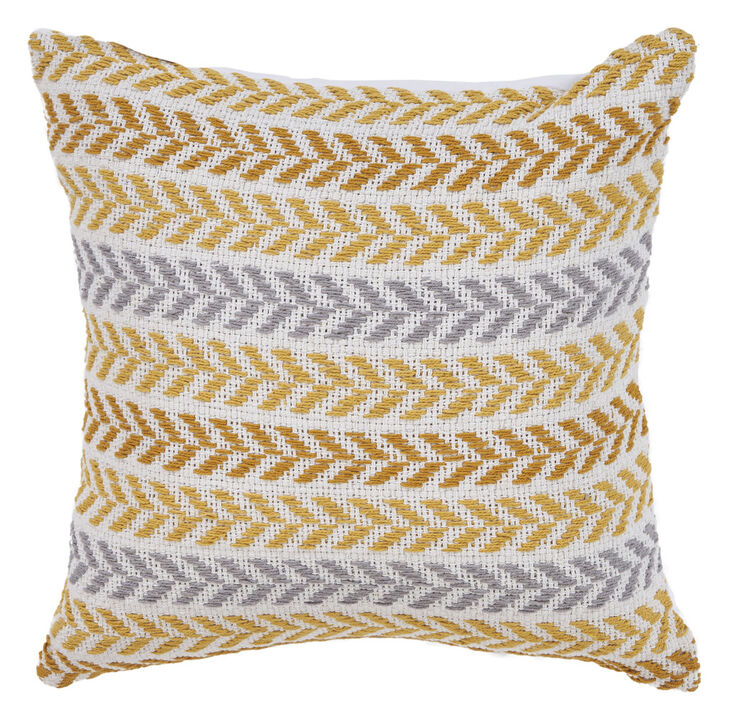 Textured Chevron Cotton Zippered Pillow &ndash; Decorative Accent Cushion for Living Room or Bedroom
