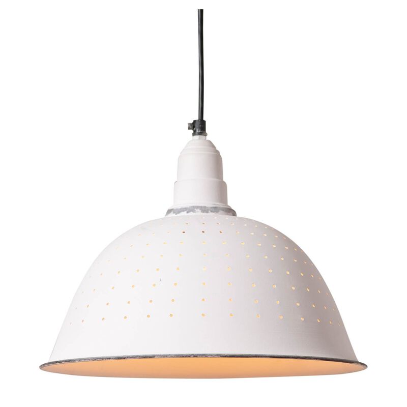 Irvins Country Tinware Colander Pendant Light In Rustic White image number 0