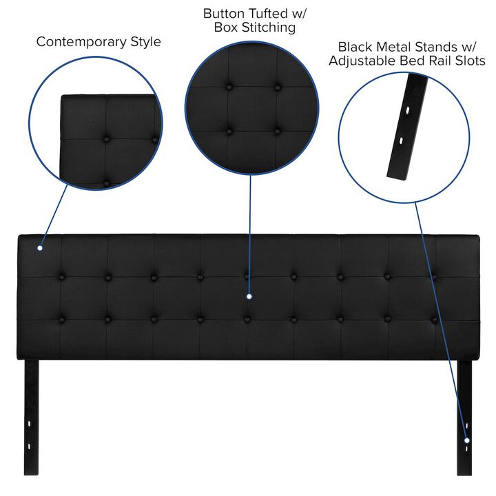 Flash Furniture Tufted Upholstered King Size Headboard in Black Vinyl