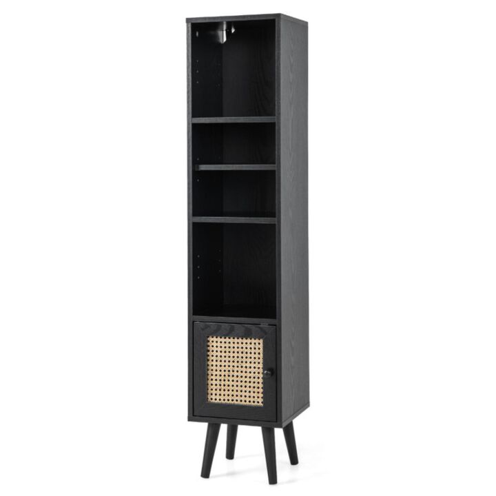 Hivvago 4 Tiers Rattan Storage Cabinet with Slim Design