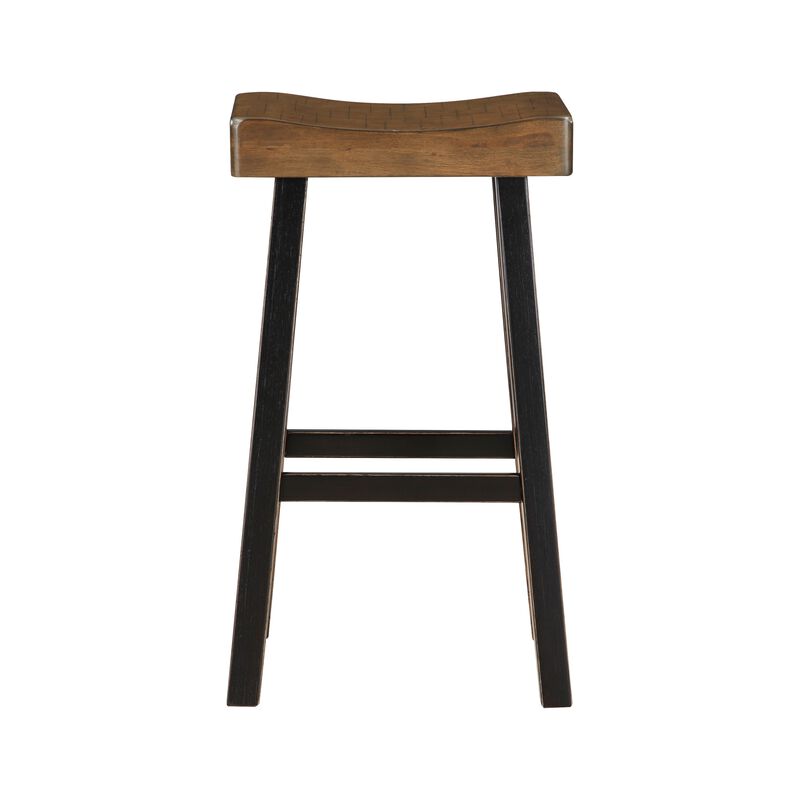 Casy 25 Inch Counter Height Stool, Brown Saddle Seat, Black, Set of 2 image number 2