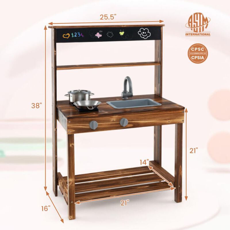 Hivvago Outdoor Mud Kitchen for Kids with Rotatable Faucet and Removable Sink