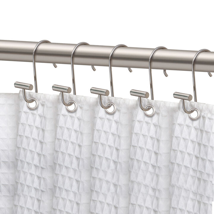 Utopia Alley Rust-Resistant Metal Shower Curtain Hooks with T-bar end, Shower Hooks Hangers for Bathroom, Kitchen Utensils, Curtains, Clothing, Towels etc - Set of 12