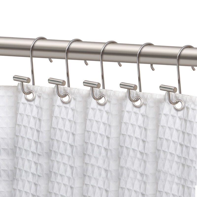 Metal Shower Curtain Hooks, Set of 12 image number 1