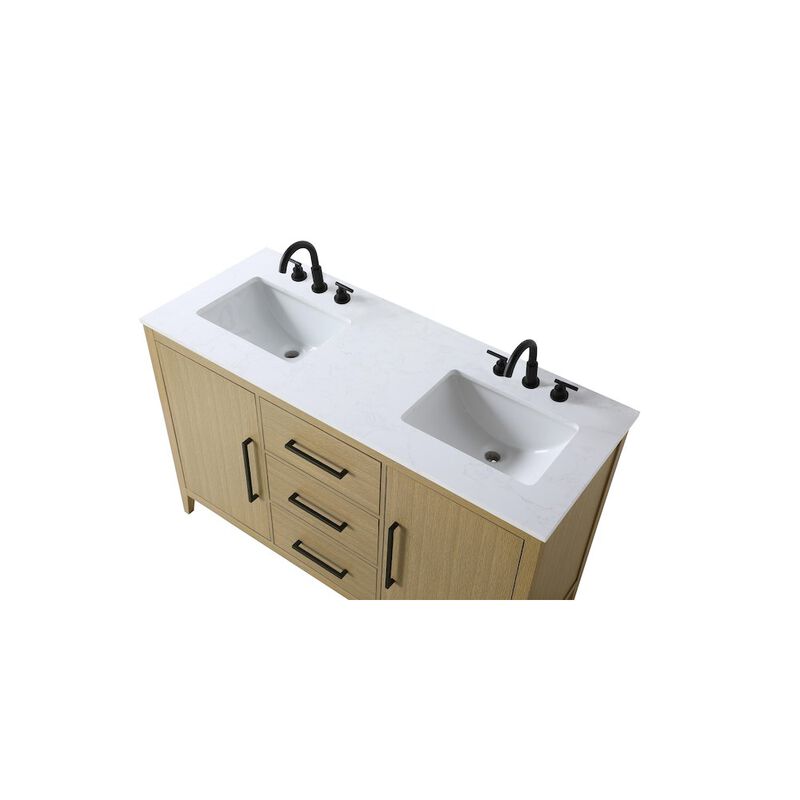 Elegant Kitchen and Bath 54 Inch Double Bathroom Vanity In Honey Brown