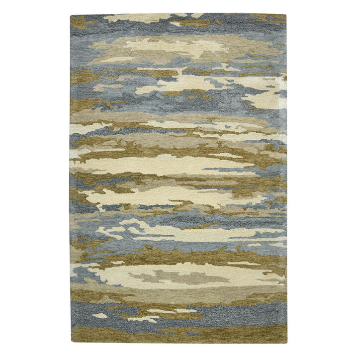 HomeRoots Wool Abstract Hand Tufted Area Rug