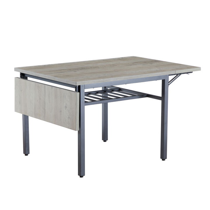 Folding Dining Table, 1.2 inches thick Tabletop, for Dining Room, Living Room, Grey, 63.2" L x 35.5" W x 30.5" H