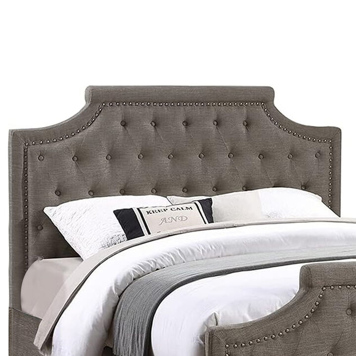 Gia Upholstered California King Bed, Clipped Corners, Rich Brown Polyester - Benzara