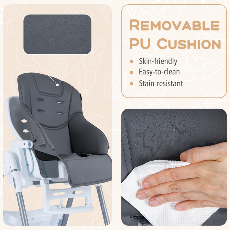 Compact Baby High Chair with Adjustable Height and Reclining Backrest image number 6