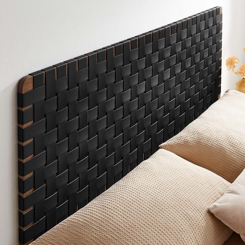 Sparta Weave Wall-Mount Vegan Leather Queen Headboard image number 4