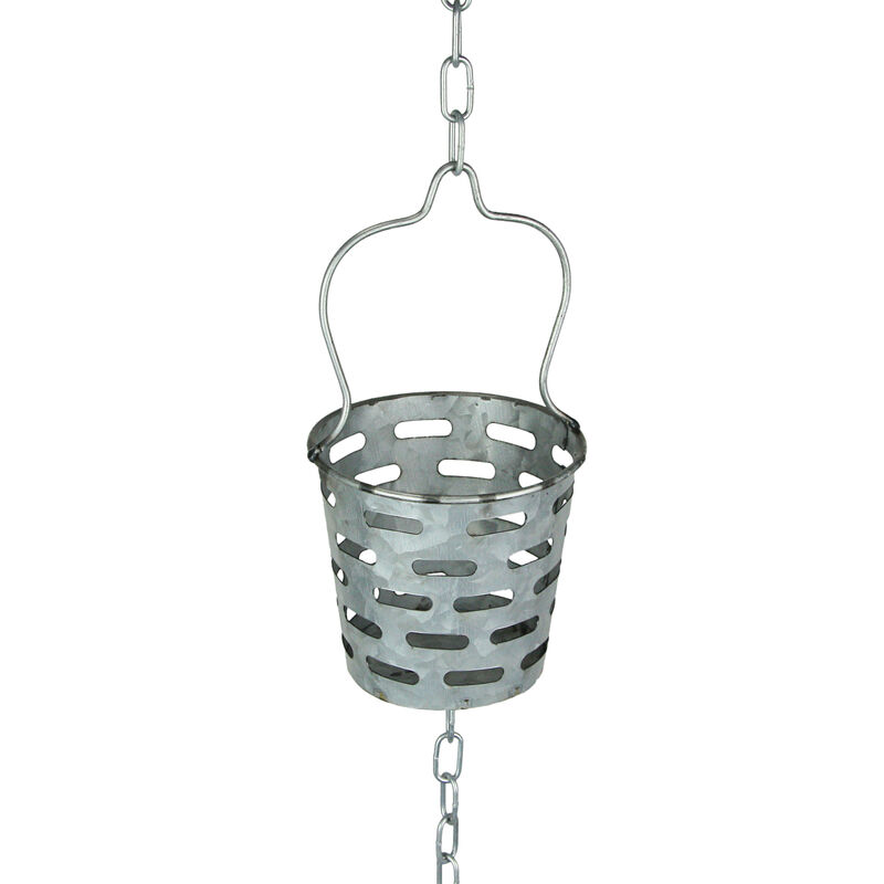 74 Inch Galvanized Metal Olive Bucket Rain Chain Gutter Home Downspout Accent image number 2