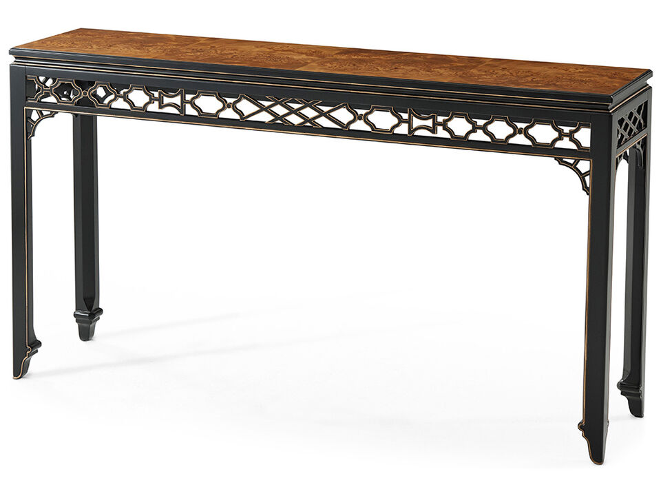 Long Hall Burl Console Table