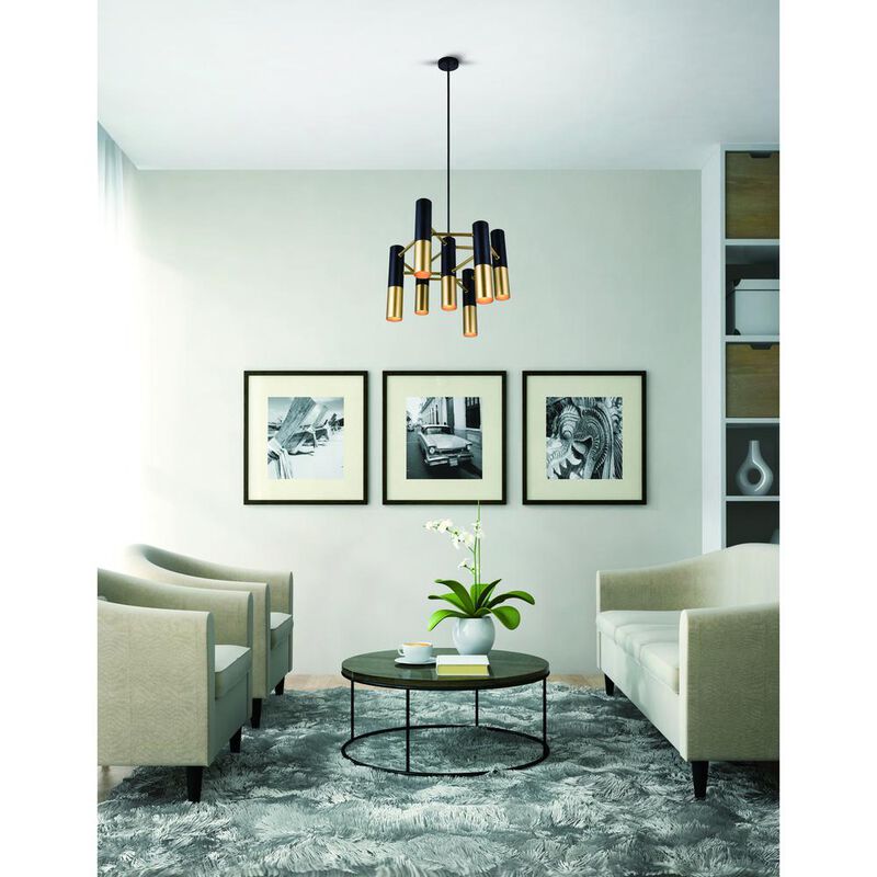 CWI Lighting Anem 7 Light Down Chandelier With Matte Black & Satin Gold Finish