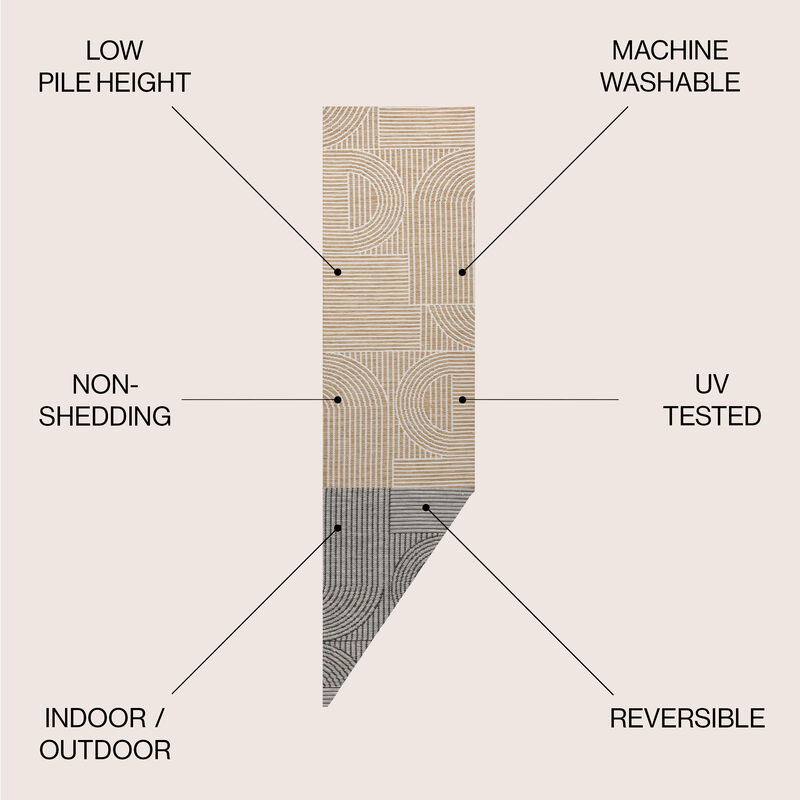 Zephyr Mid-Century Modern Arch Stripe Reversible Machine-Washable Indoor/Outdoor Area Rug