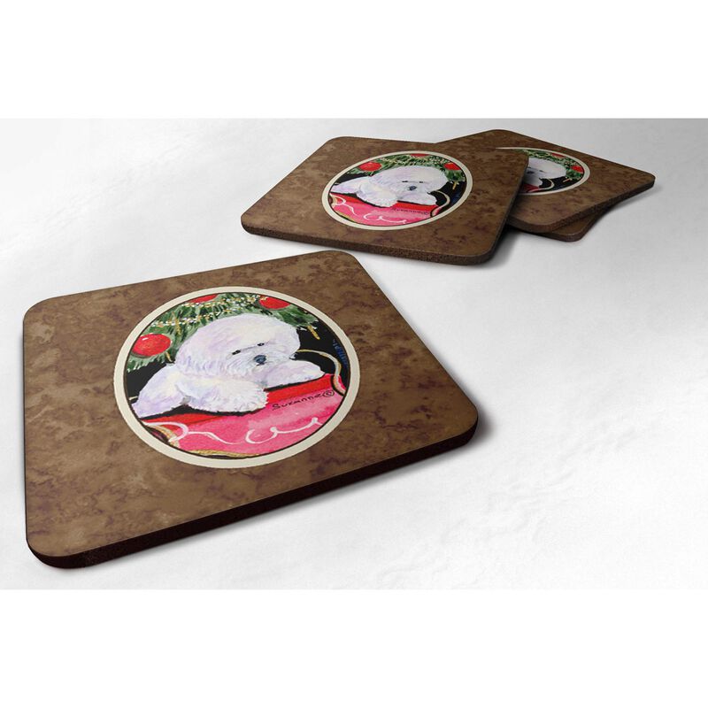 Caroline's Treasures SS8957FC Christmas Tree with Bichon Frise Foam Coasters Set of 4 (Set of 4), 3.5 H x 3.5 W, Multicolor