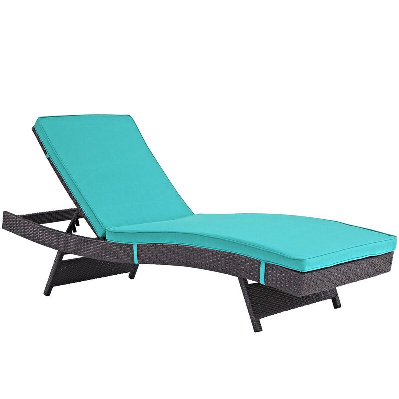 Modway Convene Wicker Rattan Outdoor Patio Chaise Lounge Chair in Espresso Turquoise image number 0
